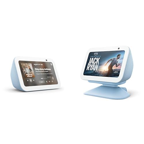 Like-New Amazon Echo Show 5 (newest model) with Adjustable Stand with USB-C Charging Port | Cloud Blue