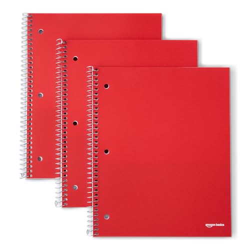 Amazon Basics 4x4 Graph Ruled Spiral Notebook, Poly Cover, 100 Sheets, 11" x 9", 3 pack
