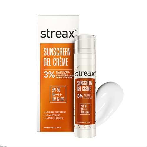 Sunscreen Gel Crème SPF 50 PA+++, 50g | 3% Niacinamide | Serum Infused Sunscreen | Non-Oily, No White Cast | Hydrating & Brightening