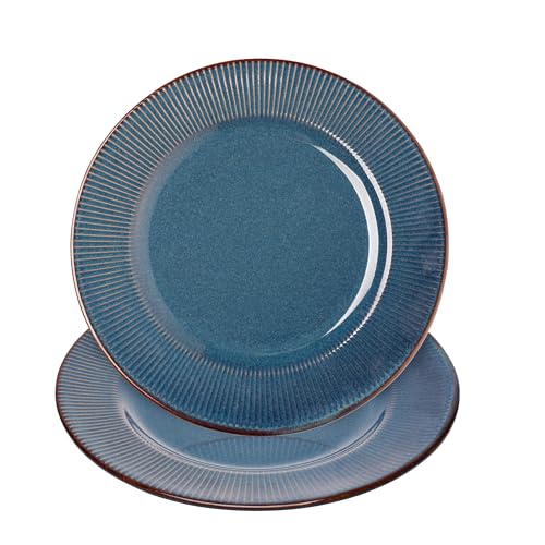 LYOR - Conjunto 2 Pratos Rasos de Cerâmica Linear Azul 27cm