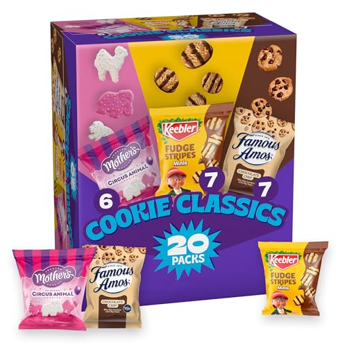 Assorted Cookie Classics Variety Pack - Mother’s Circus, Keebler Fudge Stripes & Famous Amos, 20 Pouch Box, 20 oz