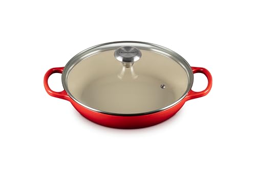 Le Creuset Enameled Cast Iron Signature Round Braiser with Glass Lid, 2.25 qt., Cerise