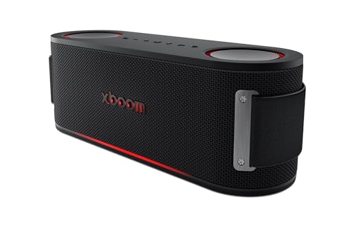 LG XBOOM Bounce Wireless Portable Bluetooth Speaker, Upward Dual Passive Radiators, AI Sound, AI Lighting, 30Hrs Playtime, Bass Boost, IP67 Water & Du