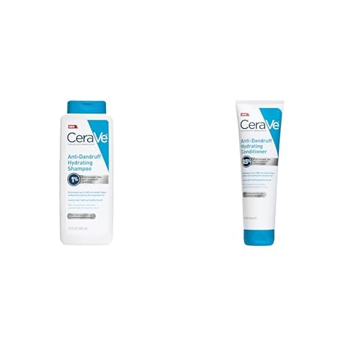 CeraVe Hydrating Anti Dandruff Shampoo and Conditioner Set, Pyrithione Zinc Dandruff Treatment With Ceramides, Hyaluronic Acid & Niacinamide, Helps Elimanate Flakes & Reduce Itchy Scalp
