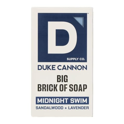 Duke Cannon Midnight Swim Big Brick of Soap – Sandalwood + Lavender Scent, 10 oz. – Large Triple-Milled Bar Soap for Men, Long-Lasting, Moisturizing with Natural Oils, Supports U.S. Veterans