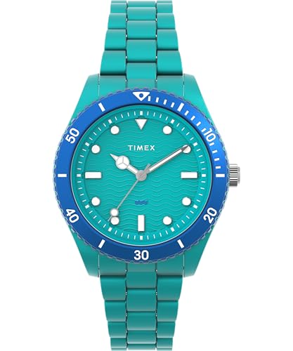 Timex Women's Trend 37 mm Watch - Green Tide Ocean Material Bracelet with Green Dial and Case TW2Y04700