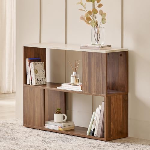 Addison 2-Tier Book Shelf | Engineered Wood | Brown | 1 Year Warranty