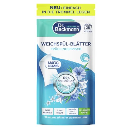 🔥 STARKER PREIS (-50%) Dr. Beckmann Weichspül-Blätter Frühlingsfrische – 14 Blätter | Ultra-kompakt, 0 % Rückstände, Duftaktiv bei Berührung, bis zu 7 Tage Frische, ideal für Sportwäsche & Handtücher