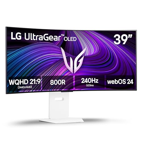 LG 39GX90SA-W 39-inch Ultragear WQHD (3440 x 1440) OLED Curved Gaming Monitor 240Hz, 1ms, NVIDIA G-Sync Compatible, AMD 