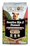 VICTOR Super Premium Dog Food — Sensitive Skin and Stomach — Salmon Meal & Brown Rice Recipe Dry Kibble — Gluten Free, No Chicken, Ideal for Dogs with Allergies — Adult and Puppy Food, 15 lb