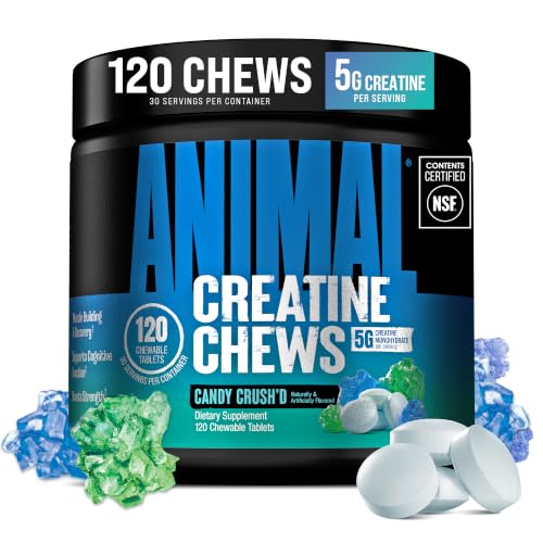 ANIMAL Creatine Performance Chew Tabs Candy Crush'd - Kautabletten mit 5 g Kreatin Monohydrat pro Portion & Meersalz für verbesserte Wirkung - 120 Tab