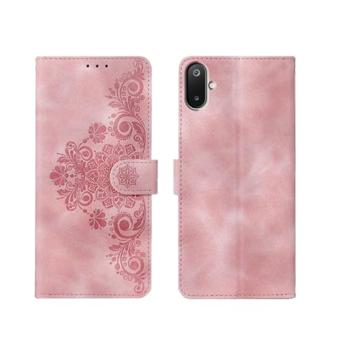 amazon basics Samsung Galaxy M06 5G Flip Cover | Card Pockets Wallet & Stand | Flip Cover for Samsung Galaxy M06 5G (Pink Flower)