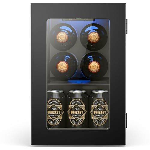 Electactic Wine Cooler Refrigerator with Glass Door, Mini Wine Fridge for Red, White and Champagne, Built-in Wine Cellar, 40-61F Digital Temperature Control, Indoor Use