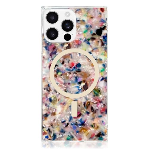 FLAUNT Official Square Protective Case - Compatible with iPhone 16 Pro Max - Compatible with MagSafe & Wireless Charging - Drop-Tested & Shockproof - (Rainbow Confetti Tortoise Shell)