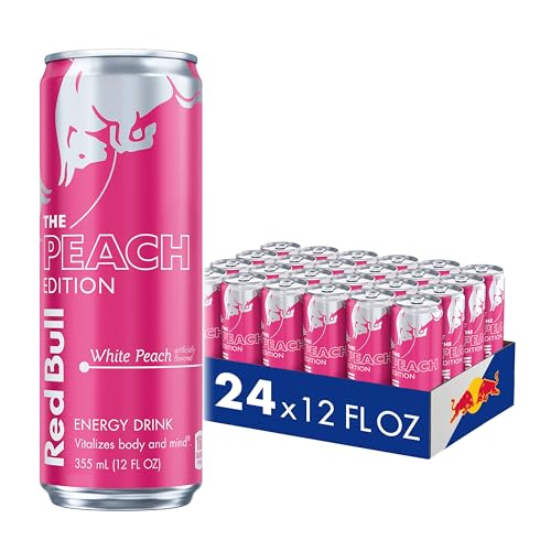 Red Bull White Peach Summer Edition Energy Drink, with 114mg Caffeine plus Taurine & B Vitamins, 12 Fl Oz, Pack of 24 Cans