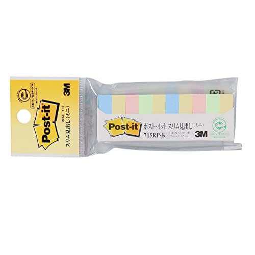 【まとめ買い】ポストイット 付箋 見出し 25x7.5mm 100枚x混色10個 715RP-K (× 10)