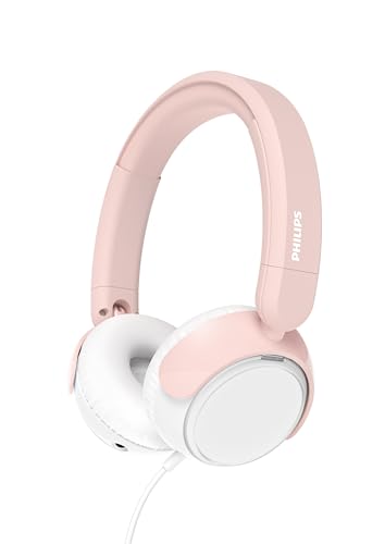 Philips K2000 Lightweight On-Ear Wired Kids Headphones - Built-in Mic, Safe Volume Limited, Audio Sharing, Foldable, Dur