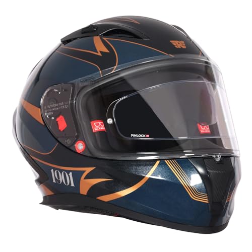 Royal Enfield SPEEDX Full FACE Jinx with Sun Visor & aerodynamic Spoiler | Certification: ISI & DOT | Liner: Dual EPS Expanded Polystyrene| UV Treated