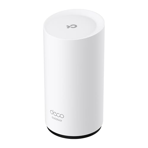 TP-Link Deco BE25-Outdoor BE5000 Dual-Band Wi-Fi 7 Outdoor Mesh WiFi Extender Unit | Up to 2,800 sq.ft | 2 * 2.5G PoE+ Ports, IP65 Waterproof, MLO| Multiple Mounting Options| Secure by Design, 1-Pack