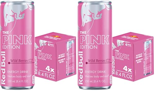 Red Bull Pink Edition Energy Drink, Wild Berries, 8.4 fl. oz., Pack of 8 cans, with 80mg Caffeine, Taurine & B Vitamins