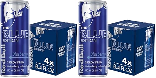 Red Bull Blue Edition Energy Drink, Blueberry, with 80mg Caffeine plus Taurine & B Vitamins, 8.4 Fl Oz, Pack of 8 Cans