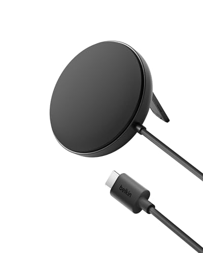Belkin Magnetic Wireless Charging Pad Qi2 15W w/Kickstand - MagSafe-Compatible Qi2-Certified Wireless Charger for iPhone 17 Series, Samsung Galaxy S25 Series, AirPods (No PSU) - Black