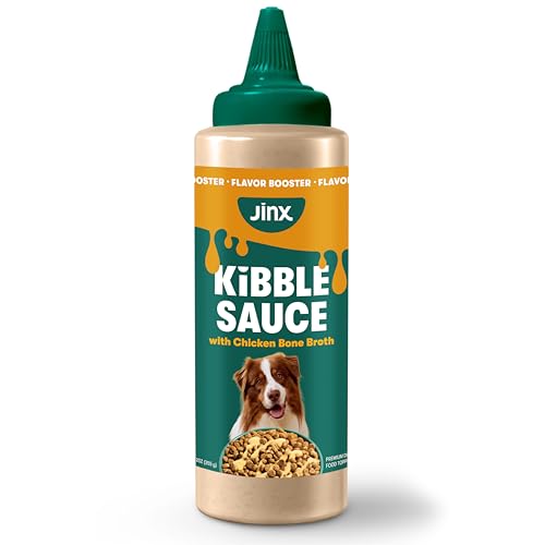 Jinx Kibble Sauce for Dogs - Premium Dog Food Kibble Topper Sauce & Flavor Booster Made with Chicken Bone Broth - All-Natural Ingredients, No Additives or Fillers - 12 Oz