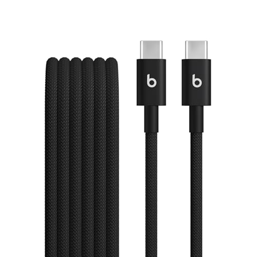 Beats USB-C to USB-C Woven Cable Fast Charging Durable/Tangle-Free Compatible Charger for Apple & Android Devices (1.5 m, 5 ft) - Bolt Black