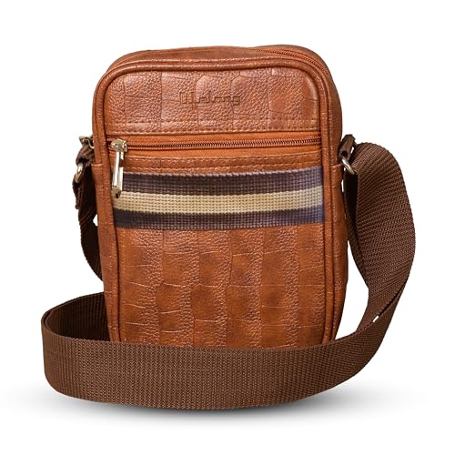 Men's and Women's Genuine Leather Sling Bag | Crossbody Shoulder Bag for Travel & Office | Vegan Leather Bag with Adjustable Strap & Spacious Design |