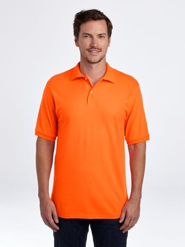 Jerzees Men's Short Sleeve Polo Shirts, Dri-Power, Sizes S-5X - Safety Orange, XX-Large