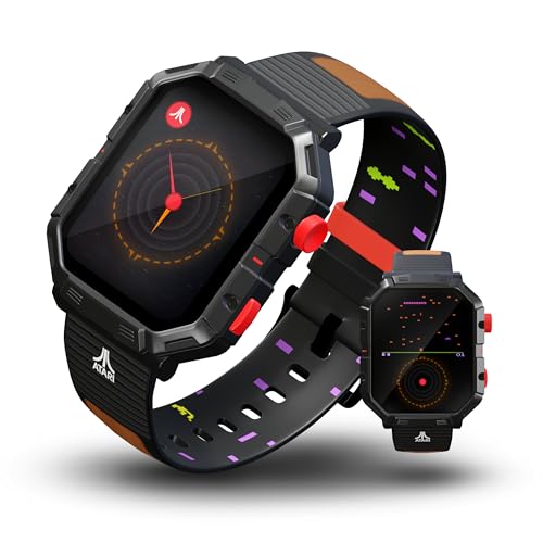 My Play Watch Atari 2600, Retro Gaming Smart Watch with Selective Tech, All Day Fitness Tracker, Built-in Centipede™, Pong™, Missile Command™, Super Breakout™, IP68 Water Resistant
