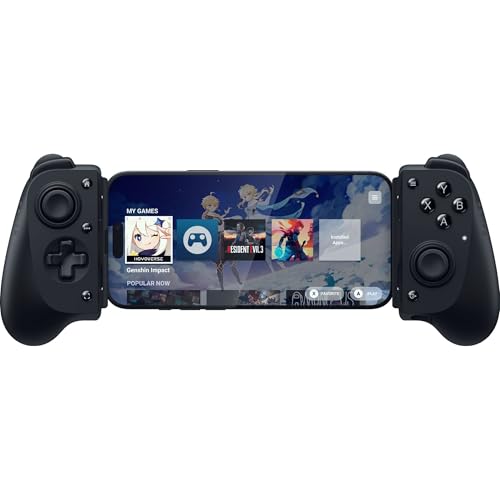 Razer Kishi V3 Gaming Controller for iPhone 15, 16, 17 Series & Android: Full Sized TMR Thumbsticks - Dual Back Buttons - Fits Most Phone Cases - PC Remote Play - 3 Free Months of Apple Arcade