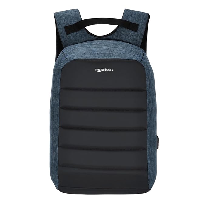 amazon basics 25L Anti Theft Design Laptop Backpack with 1 Compartment,Blue and Black