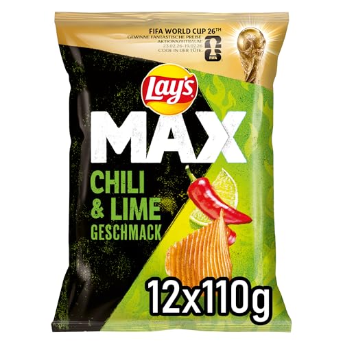 (-28%) Lay's Max Lay's Max Chili & Lime Geschmack – Knusprige Kartoffelchips für eine gelungene Party (12 x 110 g) (Verpackungsdesign kann abweichen)