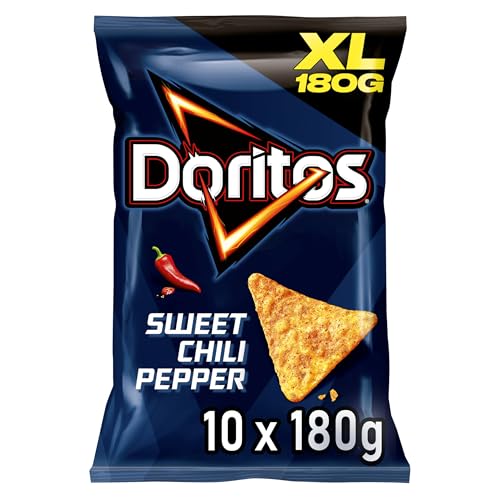 🔥 STARKER PREIS (-41%) Doritos Sweet Chili Pepper - Tortilla Nachos mit süßem Chili-Geschmack - Herzhafter Snack zum Knabbern aus Mais (10 x 180g) (Verpackungsdesign kann abweichen)