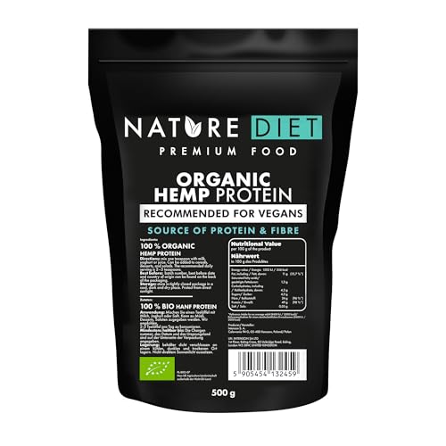 Nature Diet Bio Hemp Protein | 500 g | EU-Certified Organic | Plant-Based Protein Powder | High in Fibre | Vegan, Gluten-Free & Lactose-Free | Ideal for Smoothies, Shakes & Baking