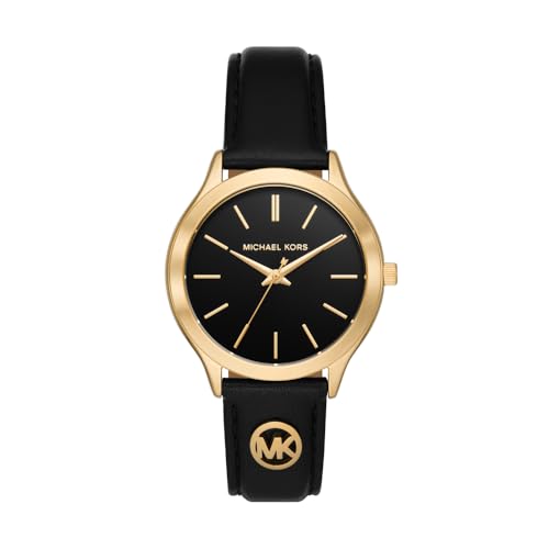 (-32%) Michael Kors Slim Runway Watch for Women, 38mm Quartz Three Hand Movement with Leather Strap