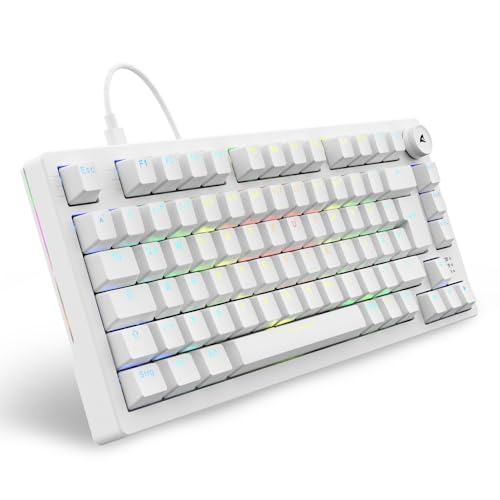 🔥 STARKER PREIS (-30%) Sharkoon Skiller SGK25 RGB, Gaming Tastatur, 75% Layout, Hot Swap, Huano RED geschmierte Schalter, weiß