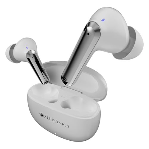 ZEBRONICS PODS K3, in-Ear Wireless Earbuds, 40 Hrs Backup, Dual EQ, Quad MIC ENC, 10mm Bass Drivers, Rapid Charging, Bluetooth, Flash Connect, Low Lat