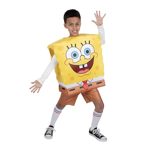 SpongeBob SquarePants Official Youth Deluxe Halloween Costume - Premium Quality Square Pullover with Shorts and Socks (L)