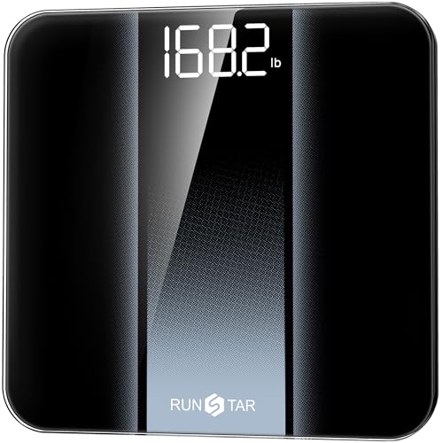 (-15%) RunStar Personenwaage Digital mit hoher Präzision, Waage Personen gut lesbarem LED-Display, körperwaage mit 6 mm gehärtetem Glas, 400 lb