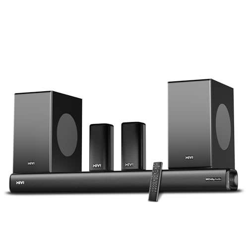 Mivi Superbars Cinematic 900W Premium Dolby Home Theatre System [Newly Launch] with Dual Subwoofers soundbar, 5.2 Channel, EQ & Input Modes, BT v5.3, 