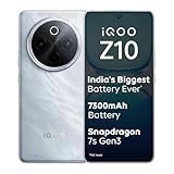iQOO Z10 5G Glacier Silver 8GB RAM 256GB Storage Indias Biggest Ever 7300 mAh Battery