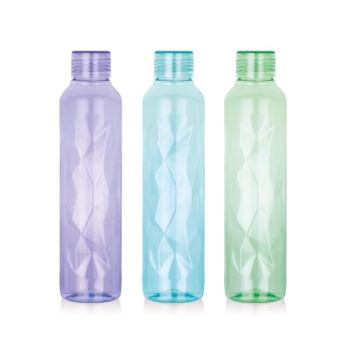 ATTRO Elite 1000ml Plastic Water Bottle BPA Free Leakproof Fridge Safe for Daily Hydration Set of 3 Assorted