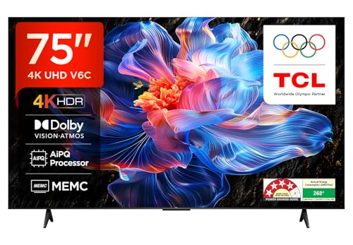 TCL 189 cm (75 inches) Metallic Bezel Less Series 4K Ultra HD Smart LED Google TV 75V6C