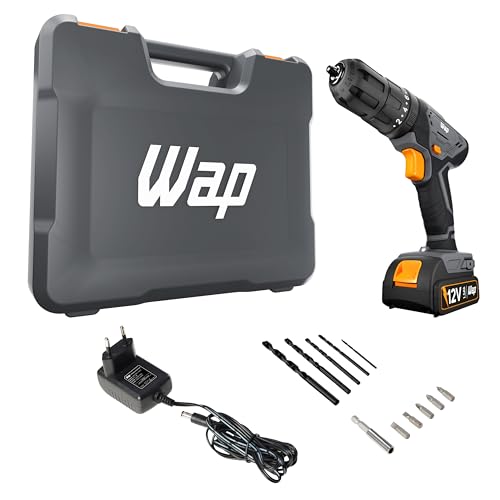 WAP Parafusadeira Furadeira de Impacto à Bateria 3/8" 12V WF 12K4.2 com 18 Níveis de Torque e Kit Acessórios e Maleta
