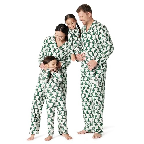 Amazon Essentials Men's Matching Holiday Family Pajama Sets, Winter Trees, Small