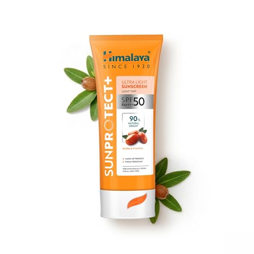 Himalaya Sun Protect+ Ultra Light Sunscreen | Light tint Cream| 90% Natural Origin Ingredients | In vivo tested SPF 50 PA++++ | Dermatologically teste