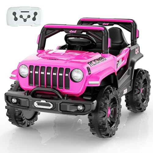 SEALIGHT 12V Kids Ride On Truck Car w/Parent Remote Control, 4 * 380W Motors, 3 Speeds, Emergency Braking, LED Lights, Music & Horn, Kids Electric Vehicles for Boy Girl Gift