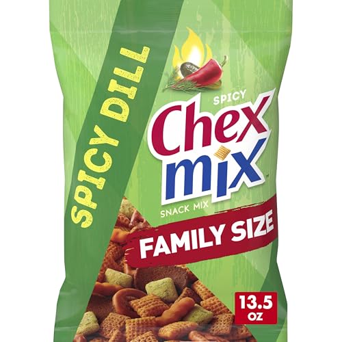 Chex Mix Spicy Dill Savory Snack Mix, Family Size, Snack Bag, 13.5 oz